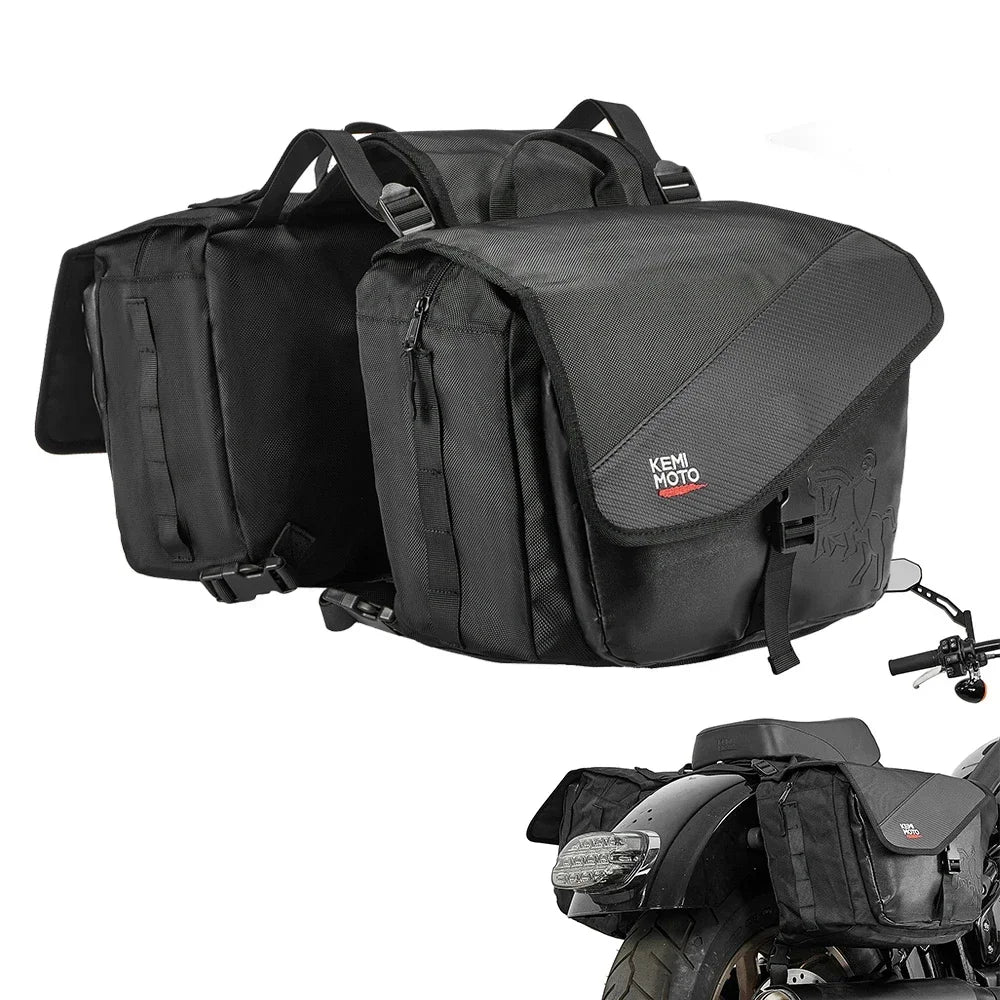 Motorcycle Saddlebags 40L (20Lx2) Detachable Side Saddle Bags with Protective Cover Universal Riding Travel Luggage Panniers Bag