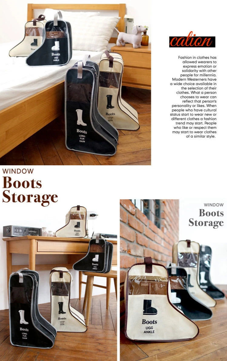Shoes Storage Bags Cover Long Riding Rain Boots Dustproof Organizer Portable Travel Zipper Pouch Accessories Supplies Item