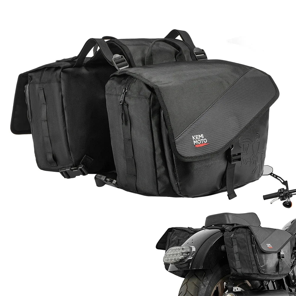 Motorcycle Saddlebags 40L (20Lx2) Detachable Side Saddle Bags with Protective Cover Universal Riding Travel Luggage Panniers Bag