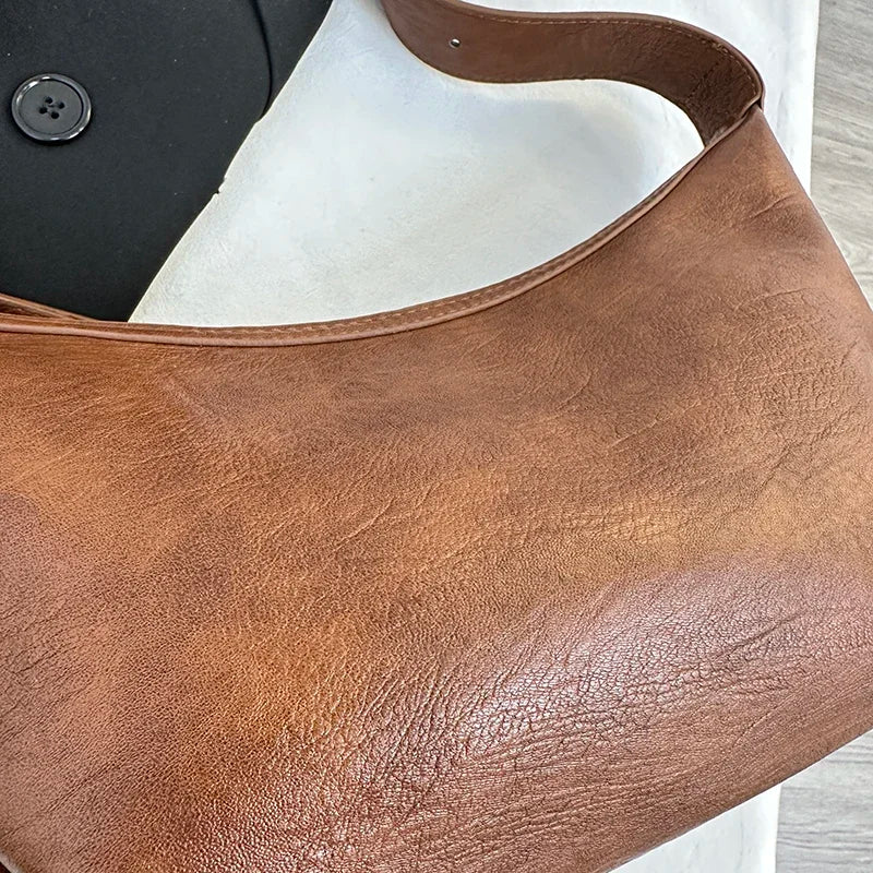 Small Designer Women's Black Bag Simple Retro Crossbody Bags Luxury Pu Leather Female Handbags Pure Color Bucket Shoulder Bags