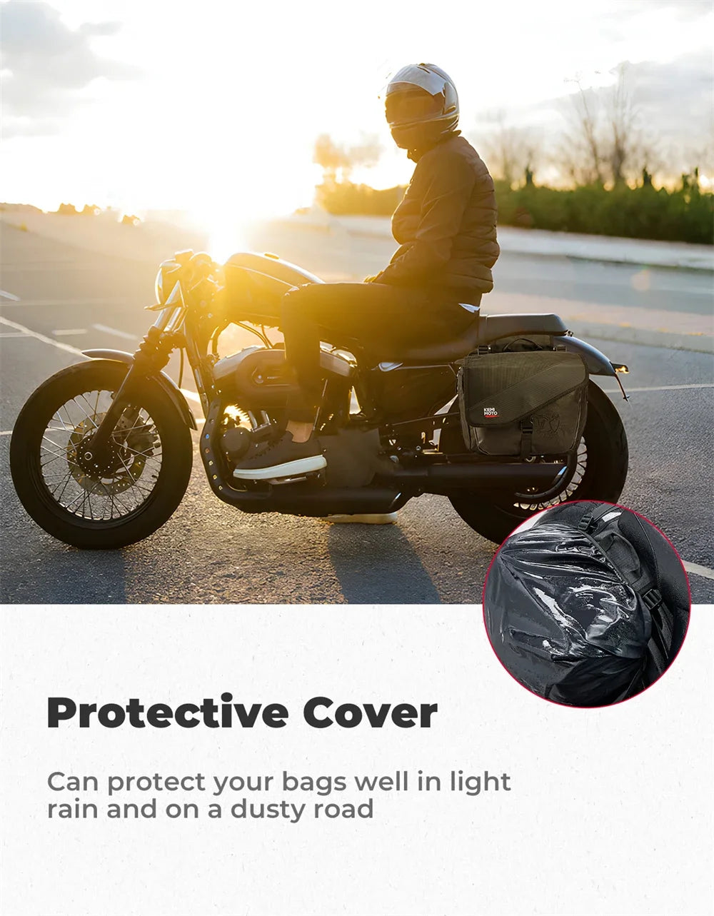 Motorcycle Saddlebags 40L (20Lx2) Detachable Side Saddle Bags with Protective Cover Universal Riding Travel Luggage Panniers Bag