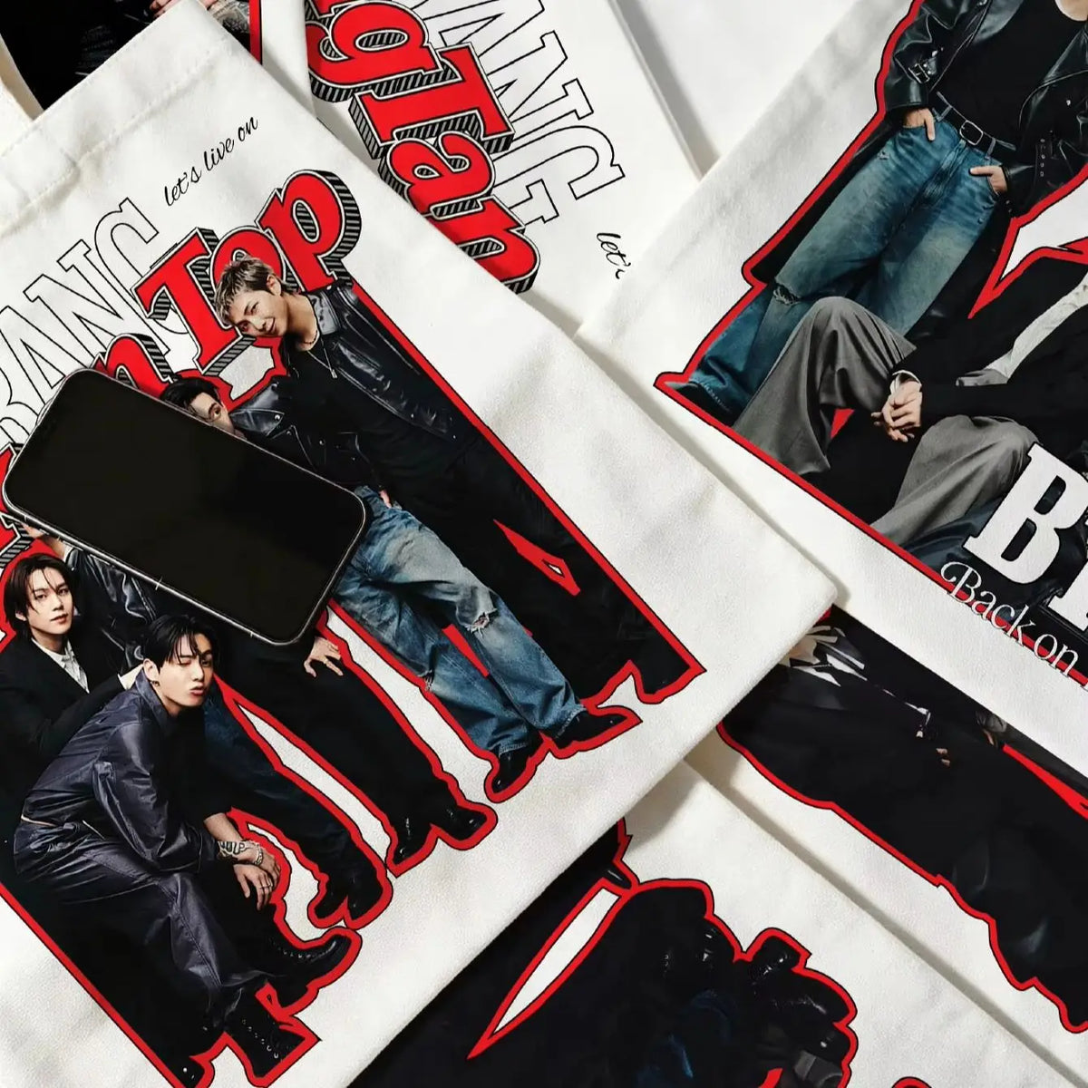 BT/S Bag，BANG/TAN BACK ON TOP Bag，AIRANG Canvas Tote Bag，BT2/1,Best Gift For ARMY Fans，JK/RM/SU/GA/JH/V/JIN/JIMIN