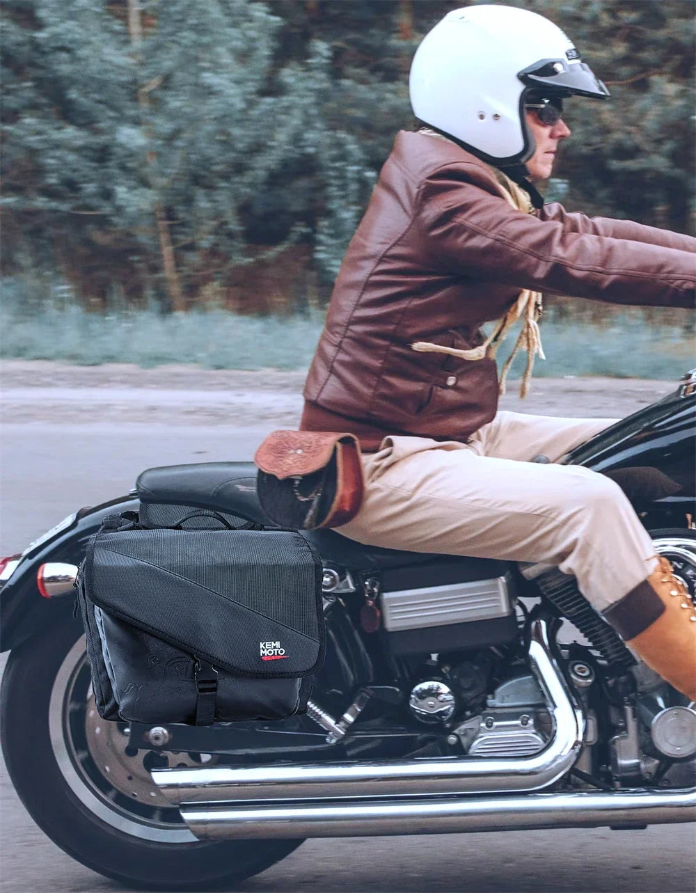 Motorcycle Saddlebags 40L (20Lx2) Detachable Side Saddle Bags with Protective Cover Universal Riding Travel Luggage Panniers Bag