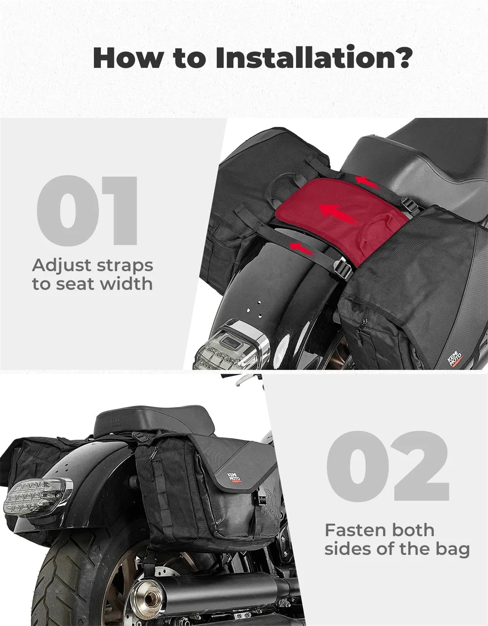 Motorcycle Saddlebags 40L (20Lx2) Detachable Side Saddle Bags with Protective Cover Universal Riding Travel Luggage Panniers Bag
