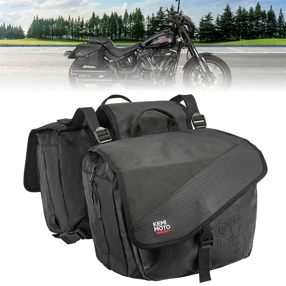 Motorcycle Saddlebags 40L (20Lx2) Detachable Side Saddle Bags with Protective Cover Universal Riding Travel Luggage Panniers Bag