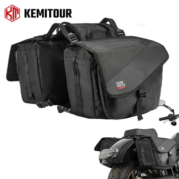 Motorcycle Saddlebags 40L (20Lx2) Detachable Side Saddle Bags with Protective Cover Universal Riding Travel Luggage Panniers Bag