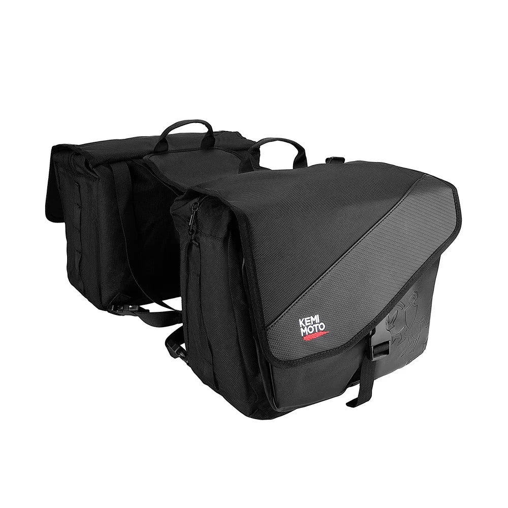 Motorcycle Saddlebags 40L (20Lx2) Detachable Side Saddle Bags with Protective Cover Universal Riding Travel Luggage Panniers Bag
