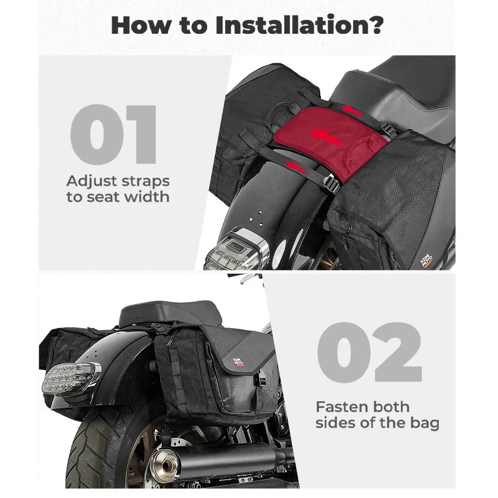 Motorcycle Saddlebags 40L (20Lx2) Detachable Side Saddle Bags with Protective Cover Universal Riding Travel Luggage Panniers Bag